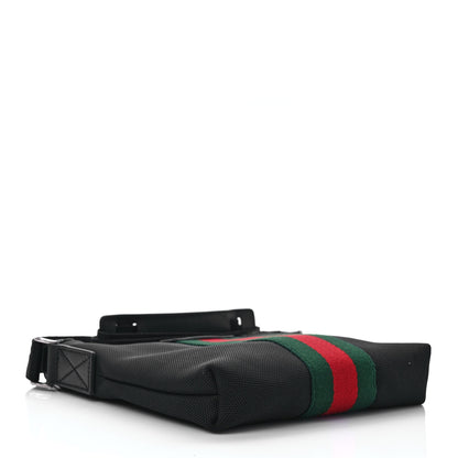 Gucci Techno Canvas Selleria Calfskin Web Small Flat Messenger Bag Black 3 of 8