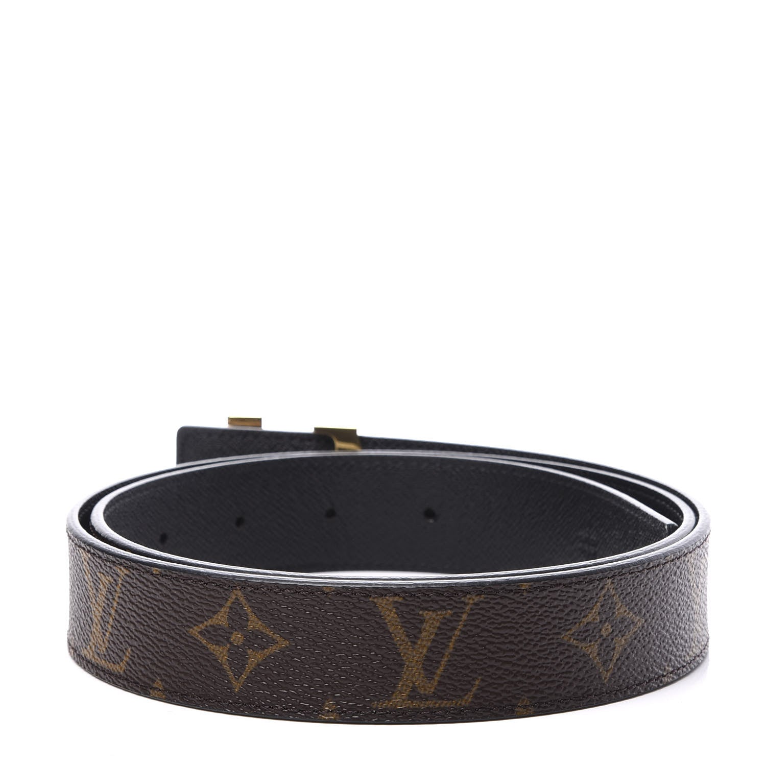 Louis Vuitton Calfskin Monogram 30mm LV Initiales Reversible Belt 85 34 Black 2 of 6