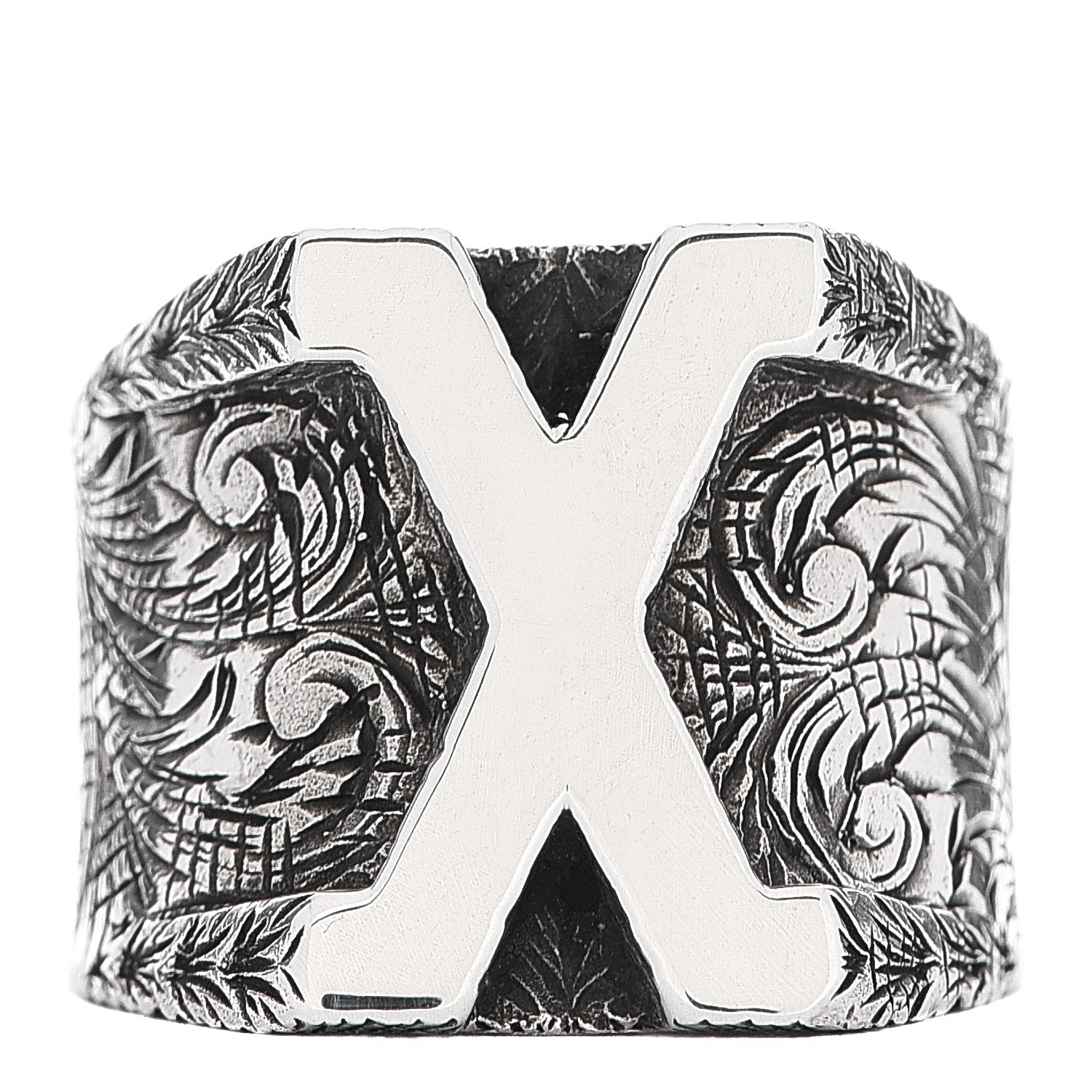 Gucci Sterling Silver Letter X Ring 66 11.5 1 of 9