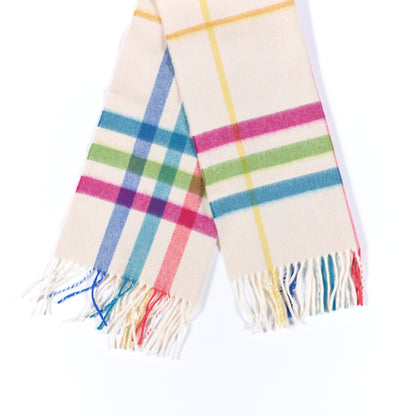 Burberry Cashmere Check Fringe Scarf Ivory Multicolor 2 of 4