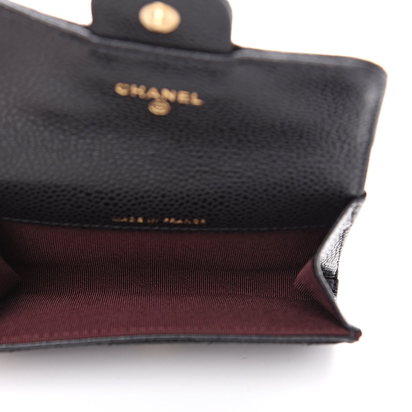 Caviar Quilted Flap Card Holder Wallet Black