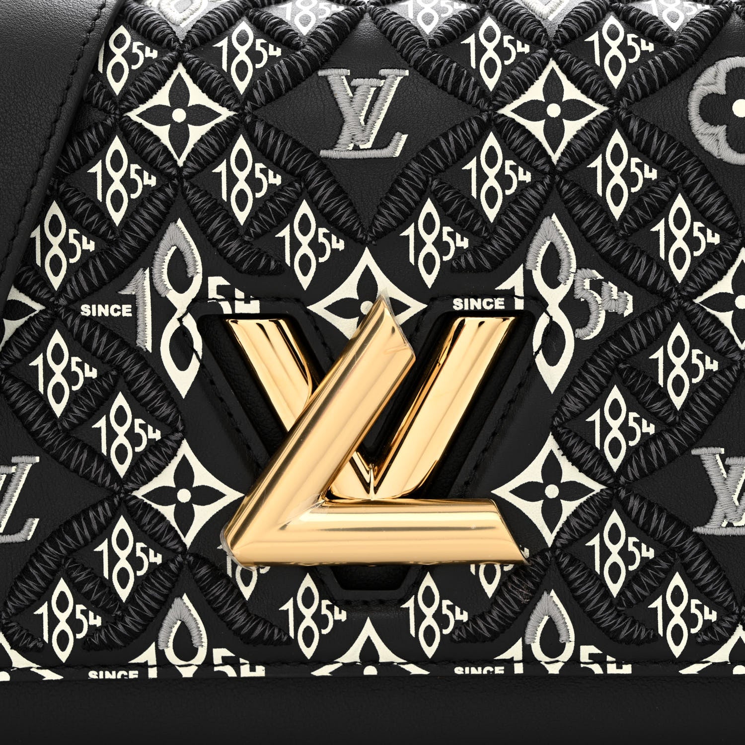 Louis Vuitton Calfskin Since 1854 Embroidered Twist MM Black 8 of 12