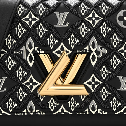 Louis Vuitton Calfskin Since 1854 Embroidered Twist MM Black 8 of 12