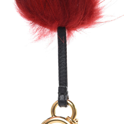 Fendi Rabbit Mink Fox Fur Hearty Monster Bag Bug Charm Red Pink 3 of 3