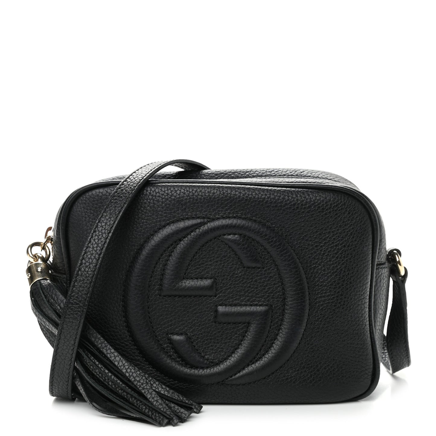 Pebbled Calfskin Small Soho Disco Bag Black