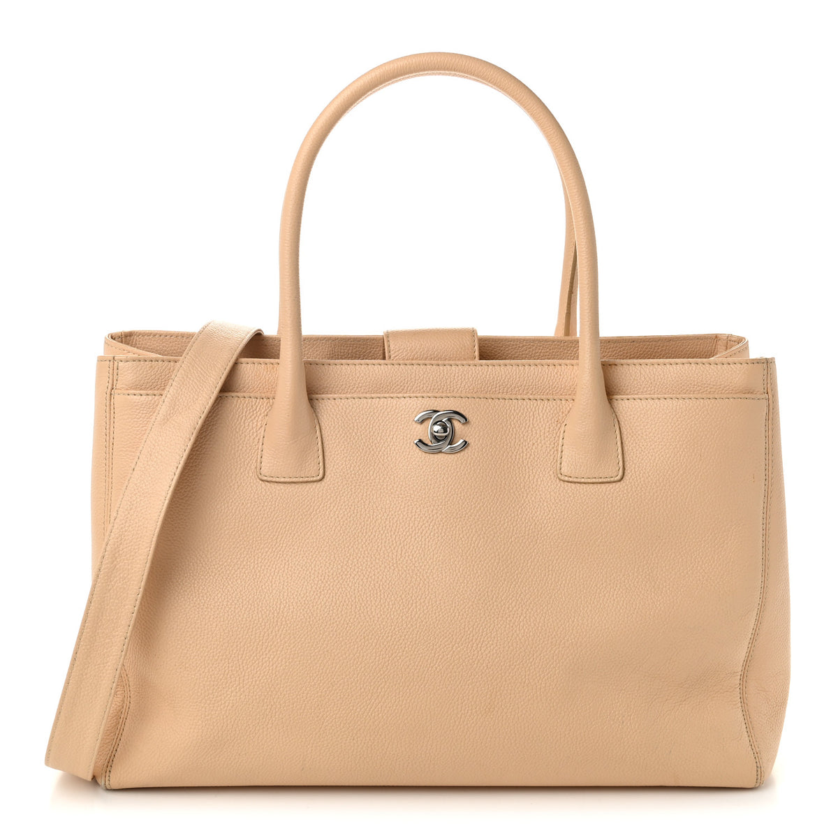 Calfskin Cerf Executive Shopper Tote Beige Clair