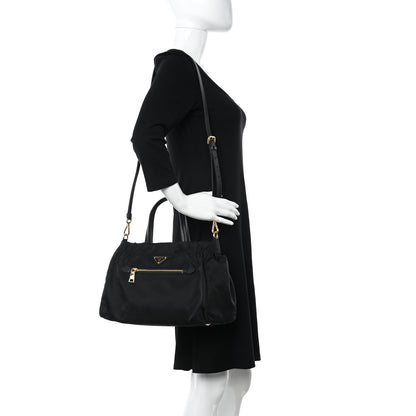 Prada Tessuto Nylon Saffiano Shopping Tote Black 2 of 9