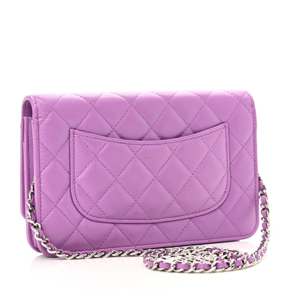 Chanel Lambskin Quilted Wallet On Chain WOC Purple 3 of 12