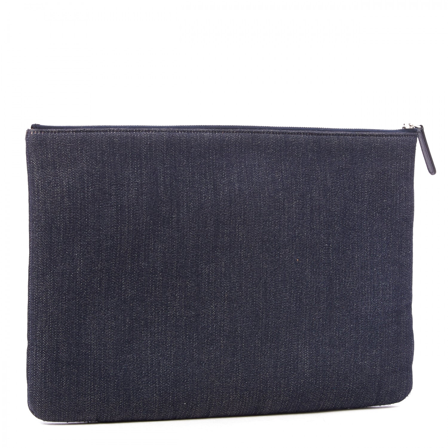 Chanel Denim Large Deauville Pouch Clutch Blue Orange 2 of 10