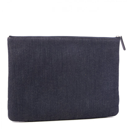Chanel Denim Large Deauville Pouch Clutch Blue Orange 2 of 10