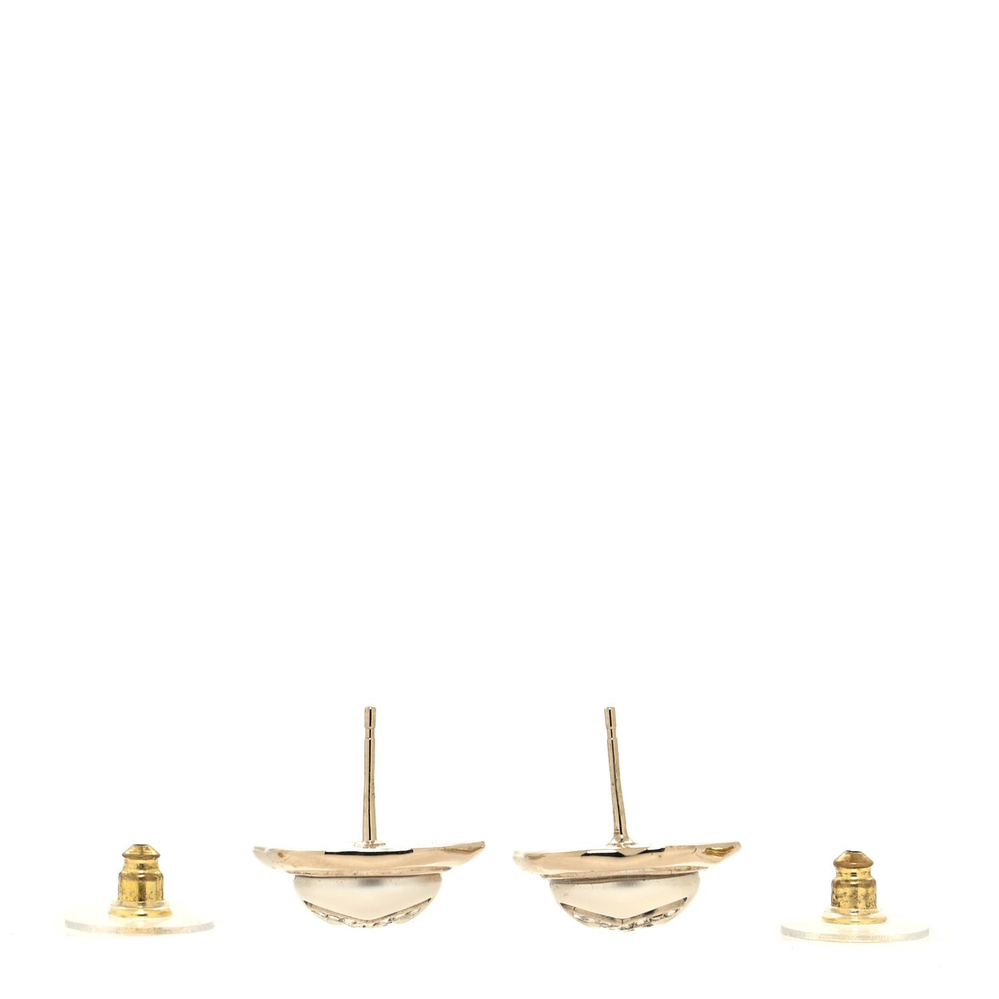 Metal Resin Crystal CC Earrings Gold