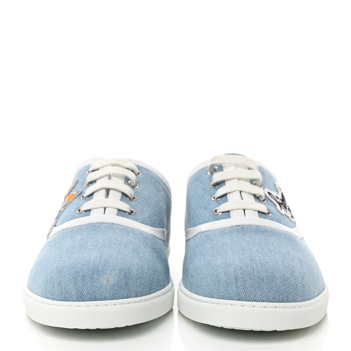 Denim Nappa Embroidered Innocent Sneakers 42 Bleu Clair White