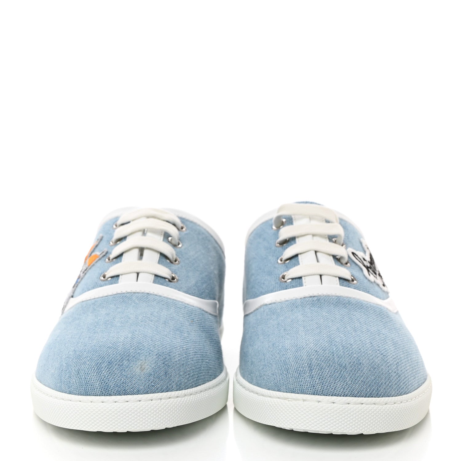 Hermes Denim Nappa Embroidered Innocent Sneakers 42 Bleu Clair White 2 of 8