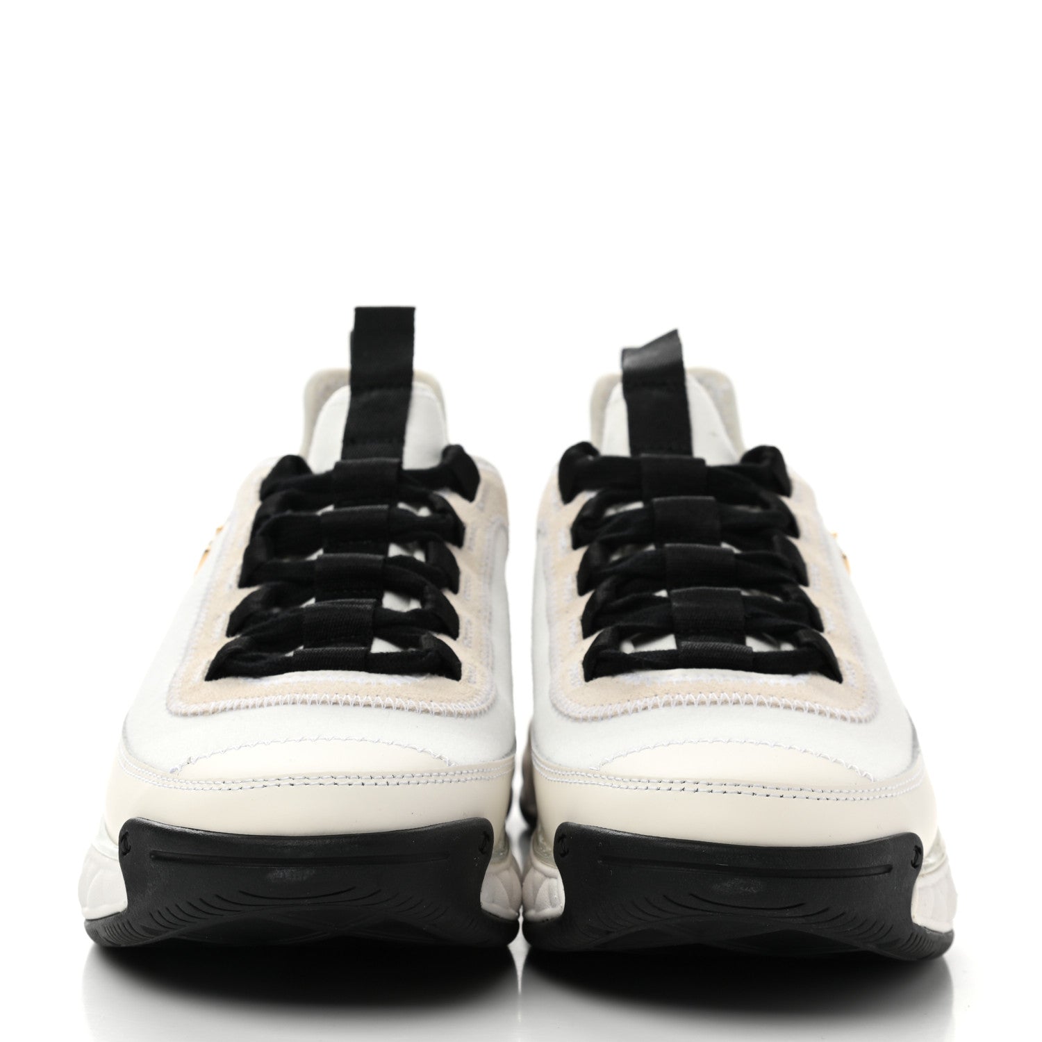 Chanel Velvet Calfskin Mixed Fibers CC Sneakers 37 Ivory Black 2 of 9