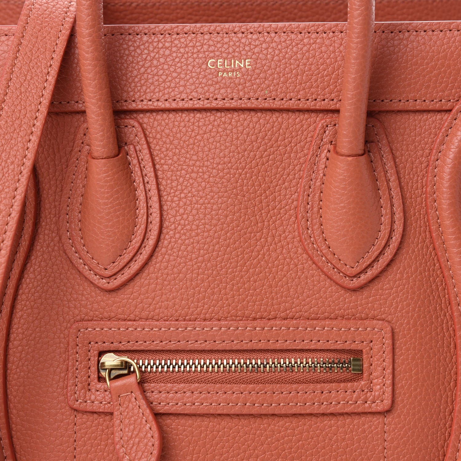 Celine Drummed Calfskin Nano Luggage Lychee 10 of 10