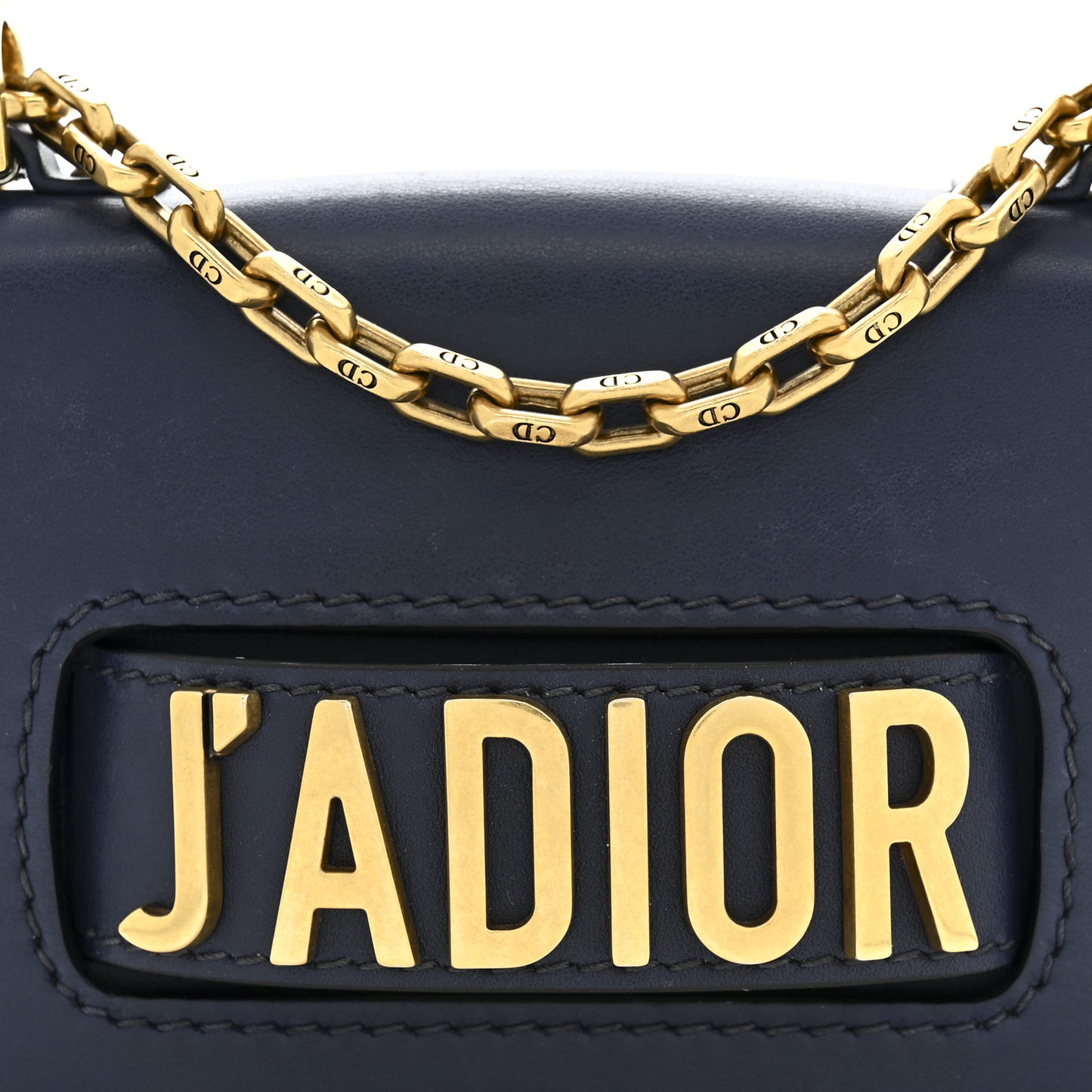 Calfskin Mini J'Adior Chain Flap Bag Navy Blue