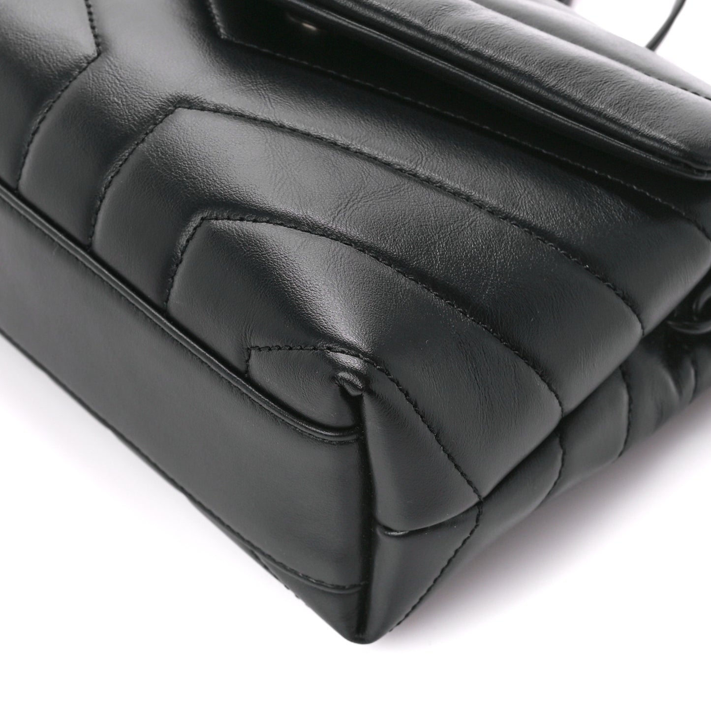 Calfskin Y Quilted Monogram Monochrome Toy Loulou Crossbody Bag Black