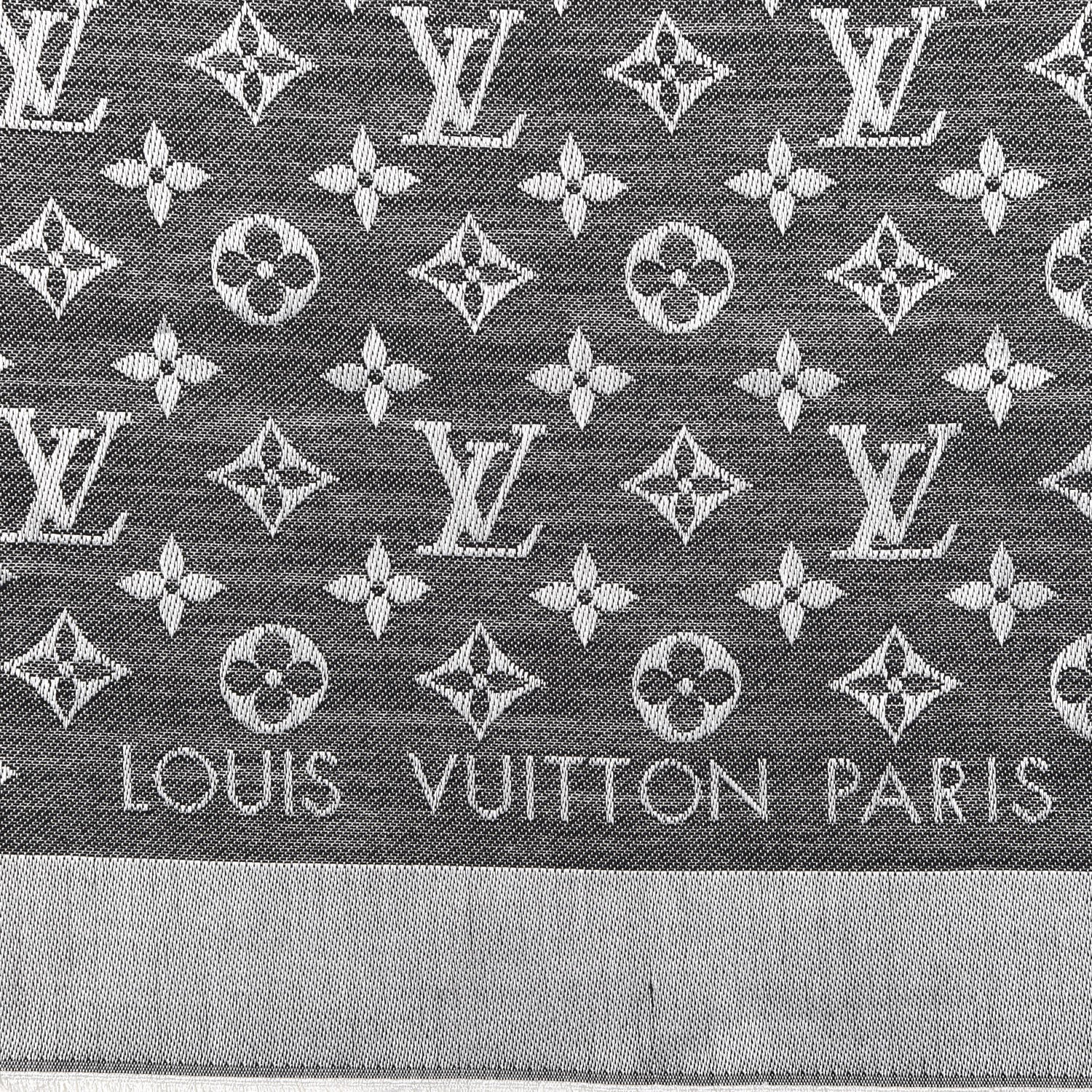 Louis Vuitton Silk Wool Monogram Denim Shawl Black 3 of 4