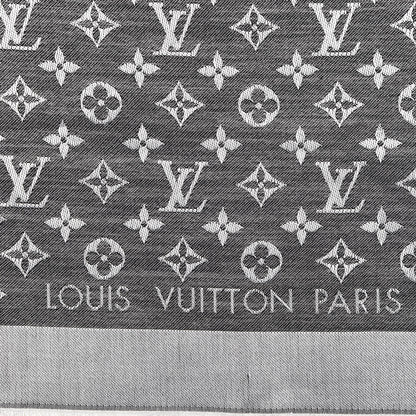 Louis Vuitton Silk Wool Monogram Denim Shawl Black 3 of 4