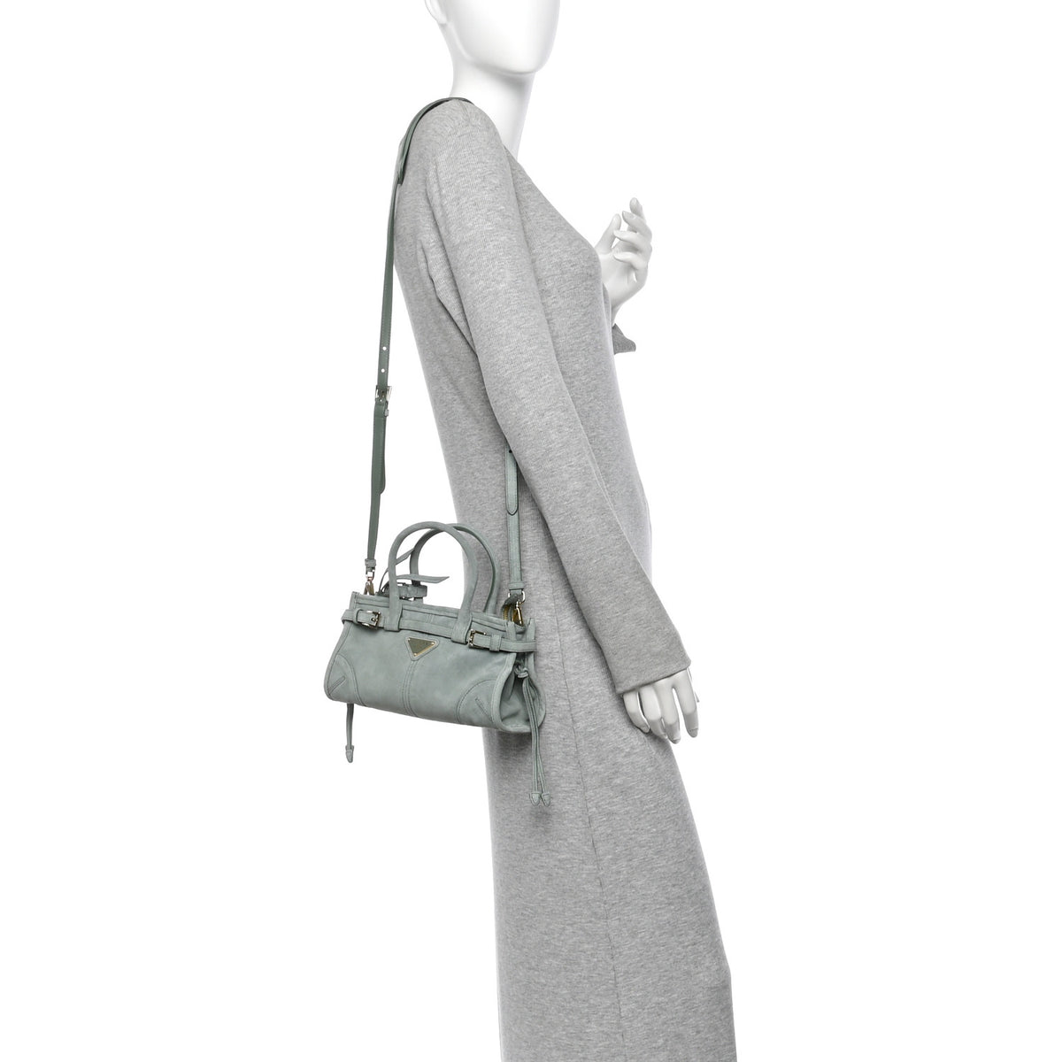 Suede Triangle Mini Bonnie Shoulder Bag Salvia