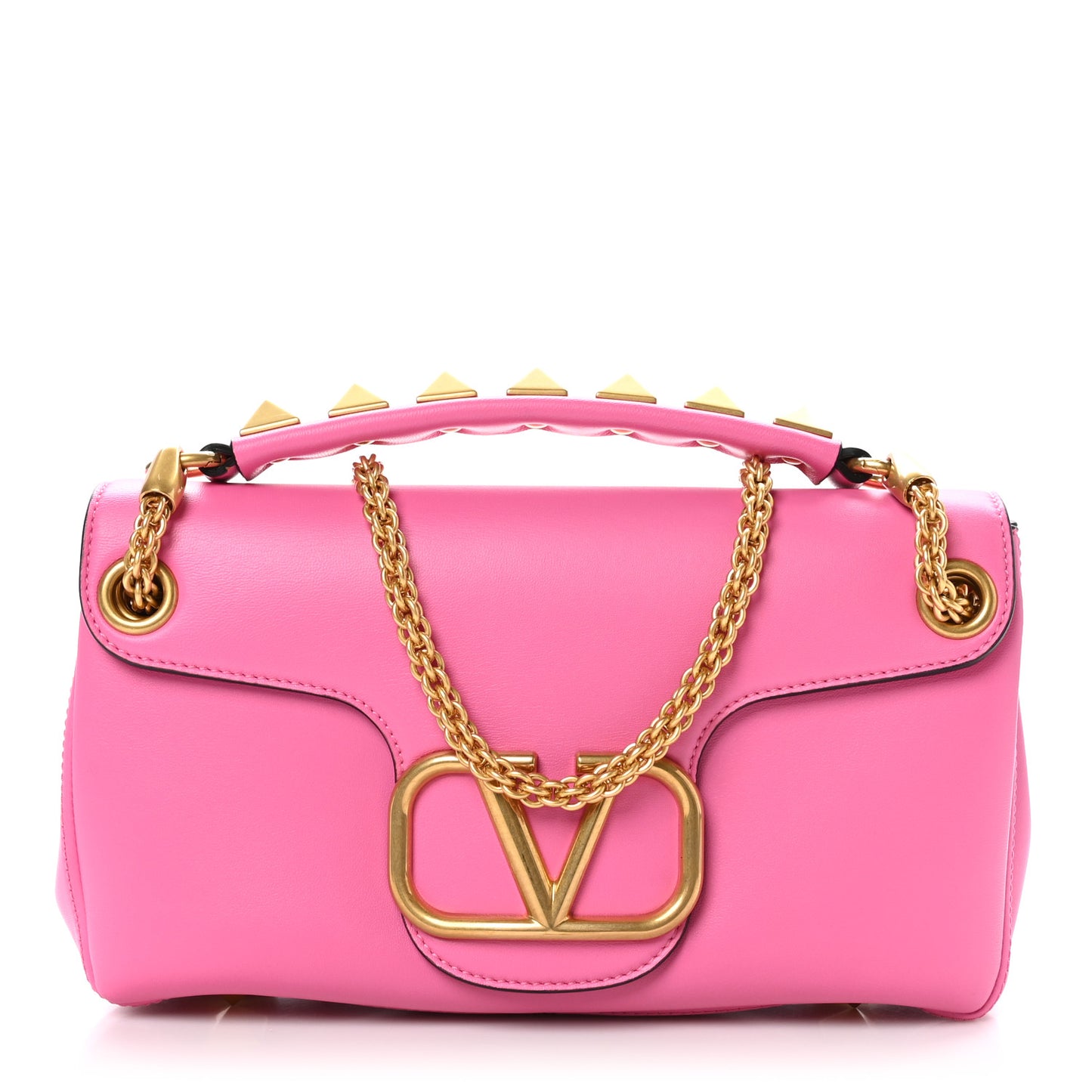 Nappa Stud Sign Shoulder Bag Feminine Pink