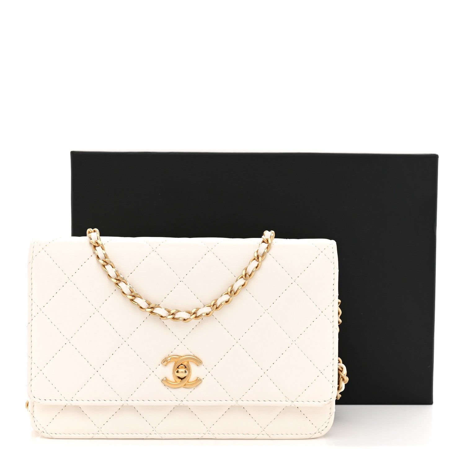 Chanel Lambskin Quilted CC Pearl Crush Wallet on Chain WOC White 12 of 12