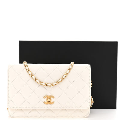 Chanel Lambskin Quilted CC Pearl Crush Wallet on Chain WOC White 12 of 12