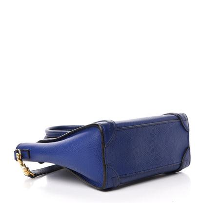 Celine Drummed Calfskin Nano Luggage Indigo 4 of 9