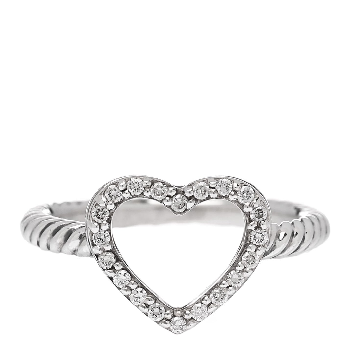 Sterling Silver Diamond 10mm Open Heart Ring 52 6