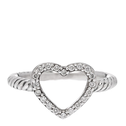 David Yurman Sterling Silver Diamond 10mm Open Heart Ring 52 6 1 of 5