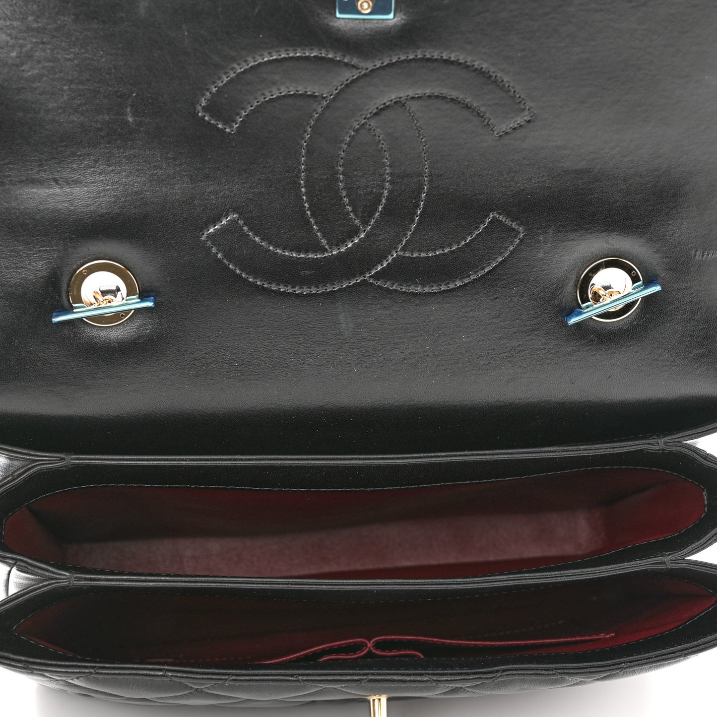 Lambskin Quilted Medium Trendy CC Flap Dual Handle Bag Black