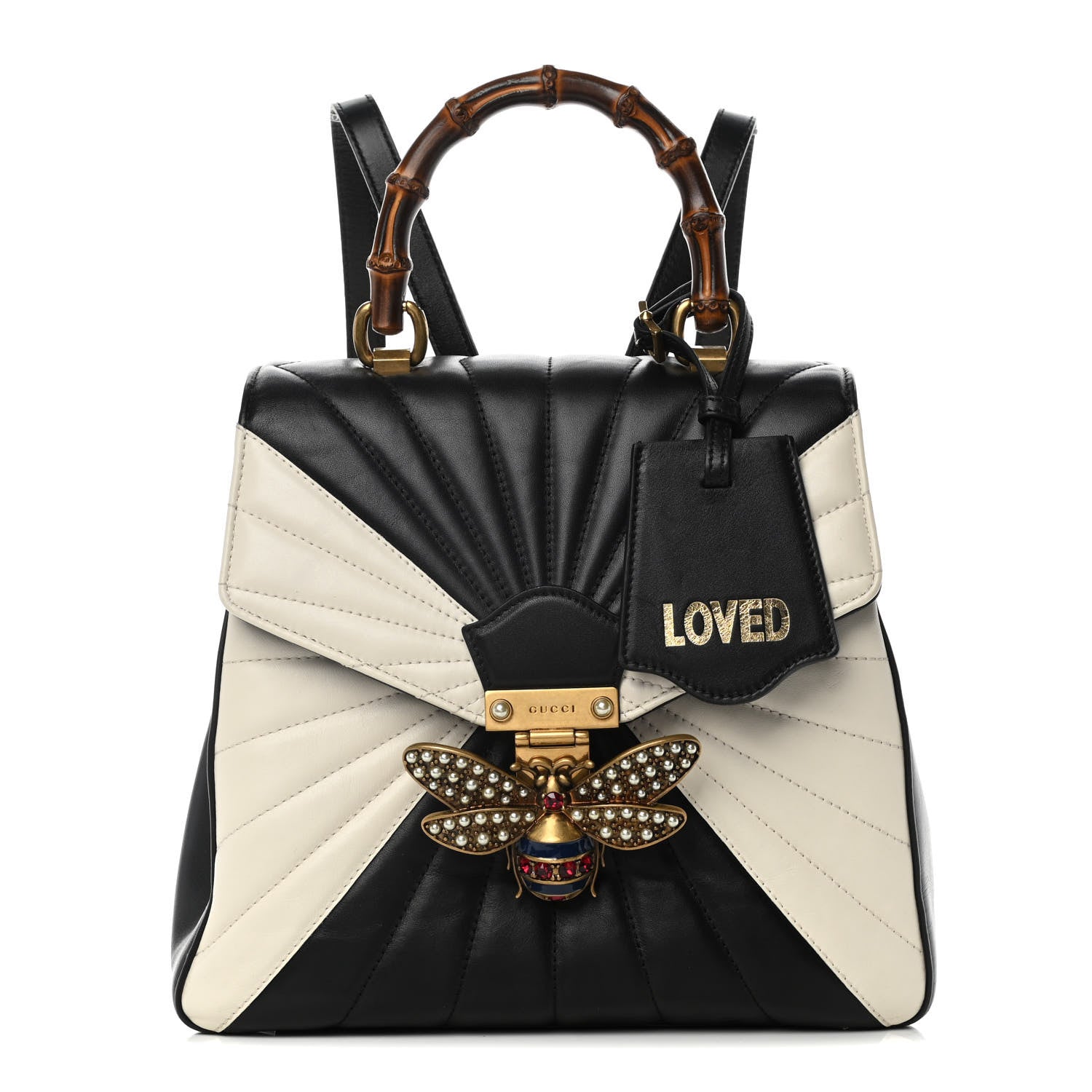 Gucci Calfskin Bamboo Trapuntata Queen Margaret Backpack Mystic White Black 1 of 19