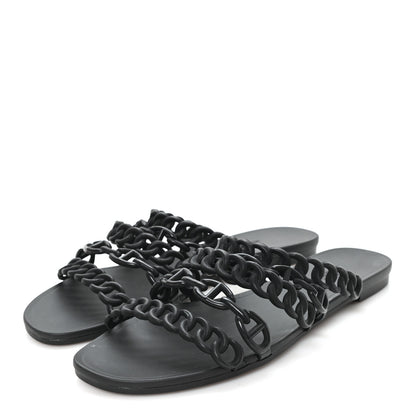 Hermes Rubber Chaine d'Ancre Nude Sandals 39 Black 4 of 9
