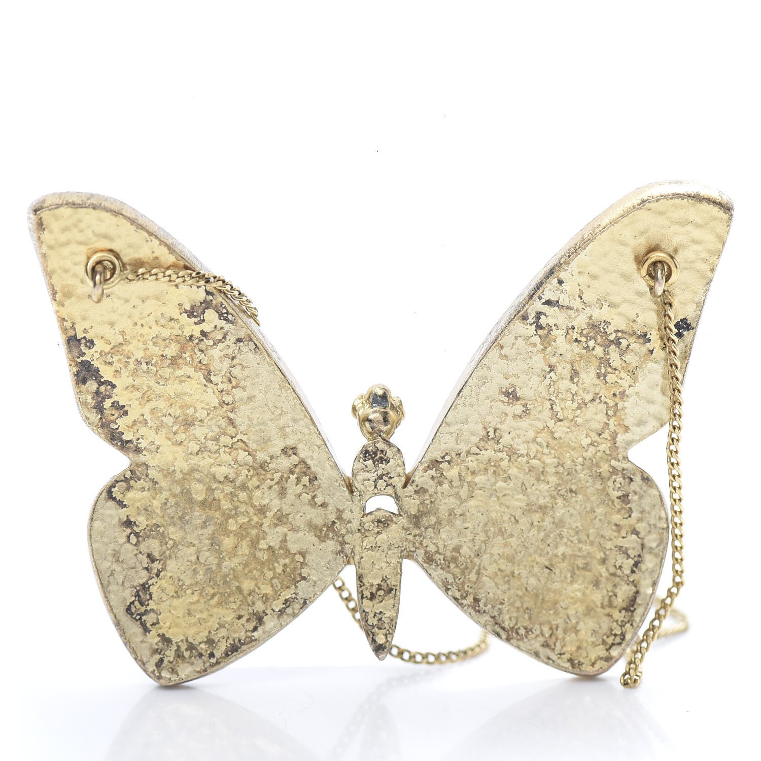 Chanel Crystal Enamel Butterfly CC Necklace Gold Multicolor 4 of 4
