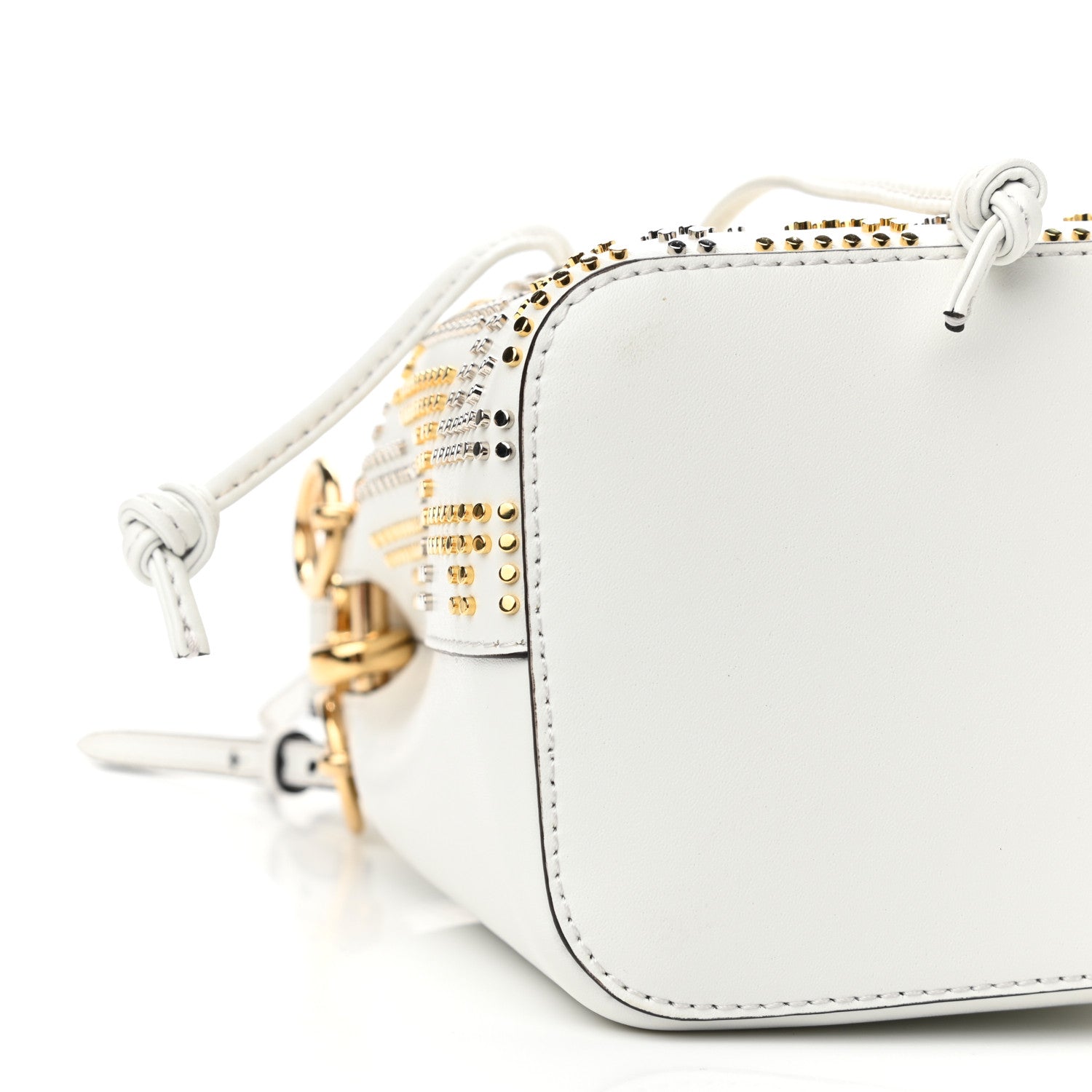 Fendi Vitello Liberty F is Fendi FF Studded Mini Mon Tresor Bucket Bag White 9 of 10
