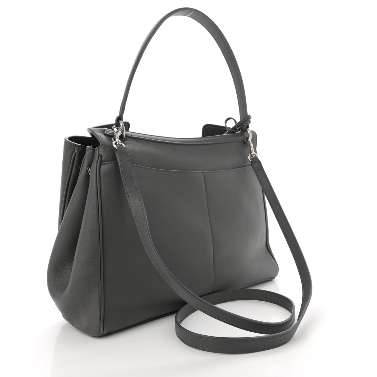 Natural Smooth Calfskin Medium Rodeo Top Handle Handbag Grey