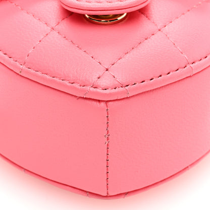 Chanel Lambskin Quilted CC In Love Heart Coin Purse With Chain Pink 9 of 10