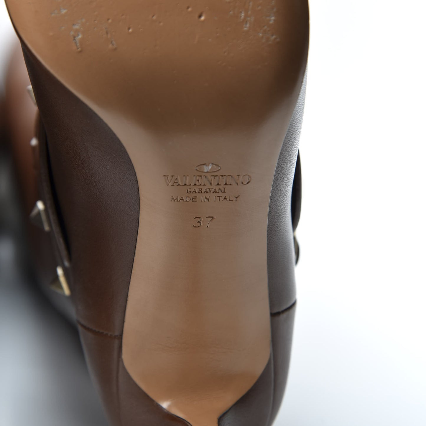 Calfskin Rockstud Over The Knee Boots 37 Brown