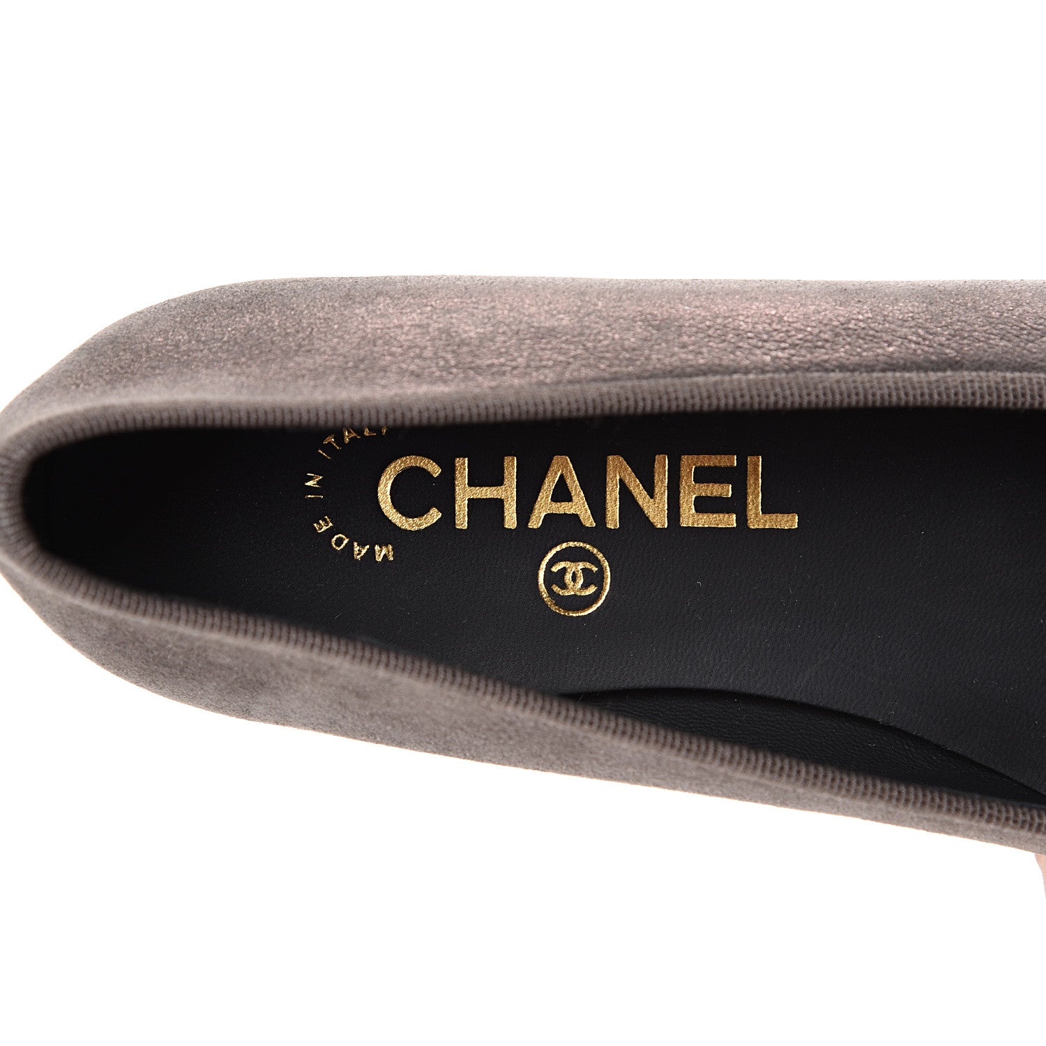 Chanel Metallic Lambskin Cap Toe CC Ballerina Flats 37 Brown Black 7 of 10