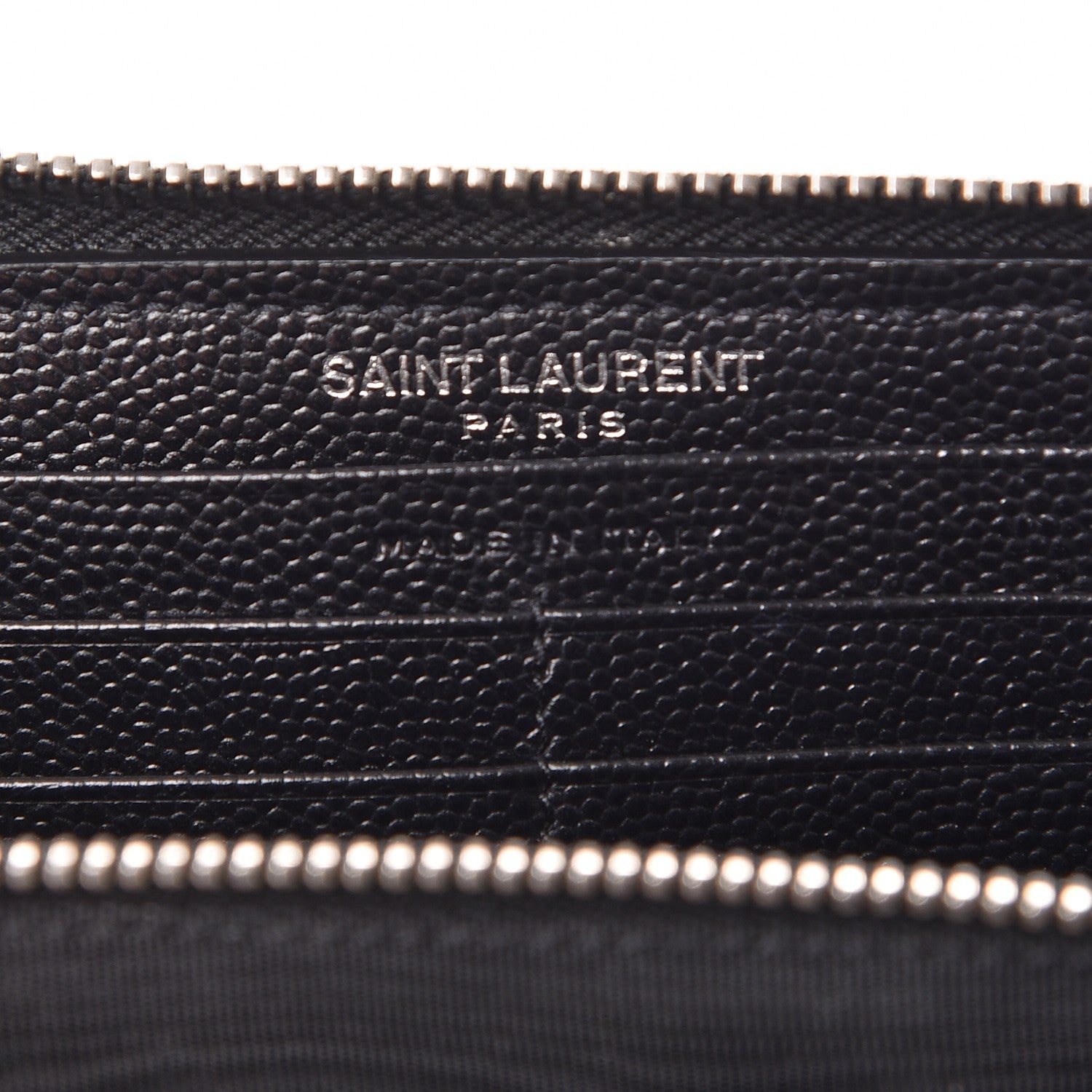 Saint Laurent Grain De Poudre Matelasse Chevron Monogram Zip Around Wallet Black 6 of 7