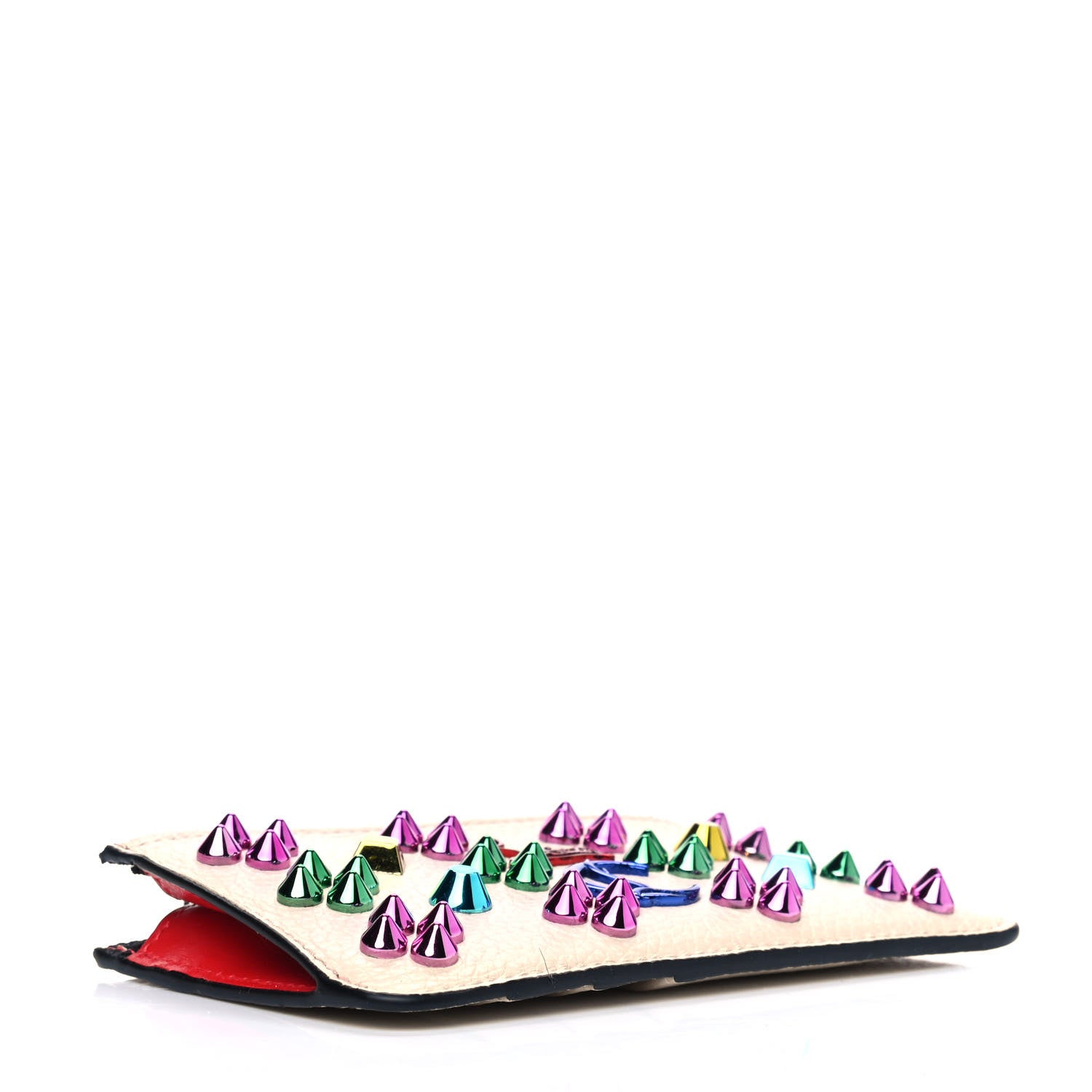 Christian Louboutin Calfskin Panettone Studded Zip Card Holder Ballerina Multicolor 3 of 5