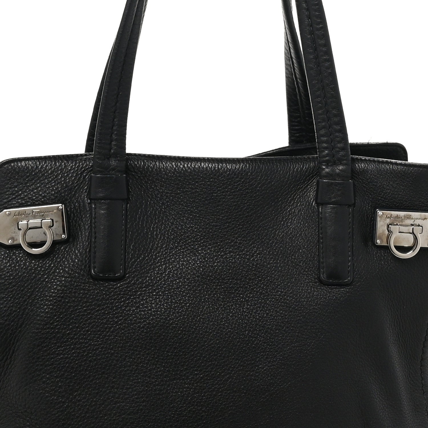 Salvatore Ferragamo Calfskin Medium Verve Double Zip Tote Black 5 of 8