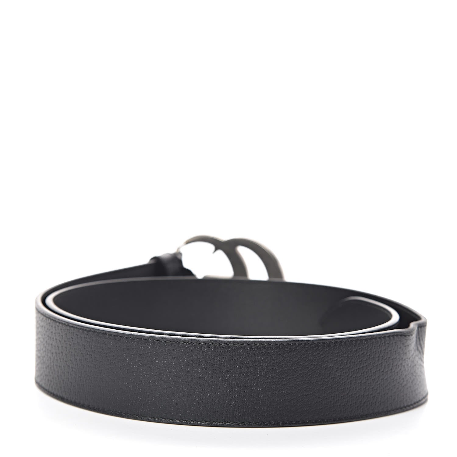 Gucci Textured Dollar Calfskin Nickel Double G 40mm Belt 95 38 Black 3 of 7