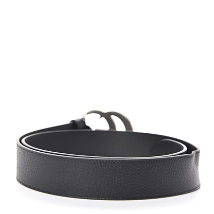 Gucci Textured Dollar Calfskin Nickel Double G 40mm Belt 95 38 Black 3 of 7