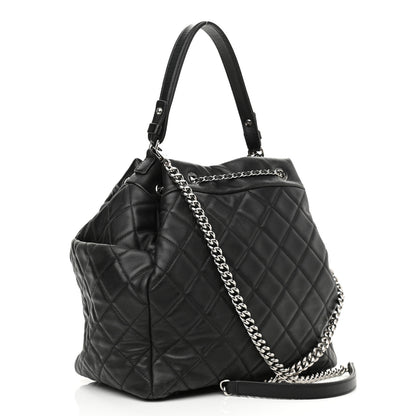 Chanel Lambskin Quilted CC Chain Bucket Bag Black 3 of 16