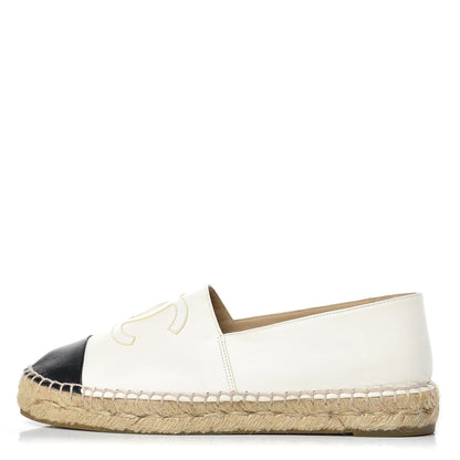 Chanel Lambskin CC Espadrilles 37 White Black 1 of 9