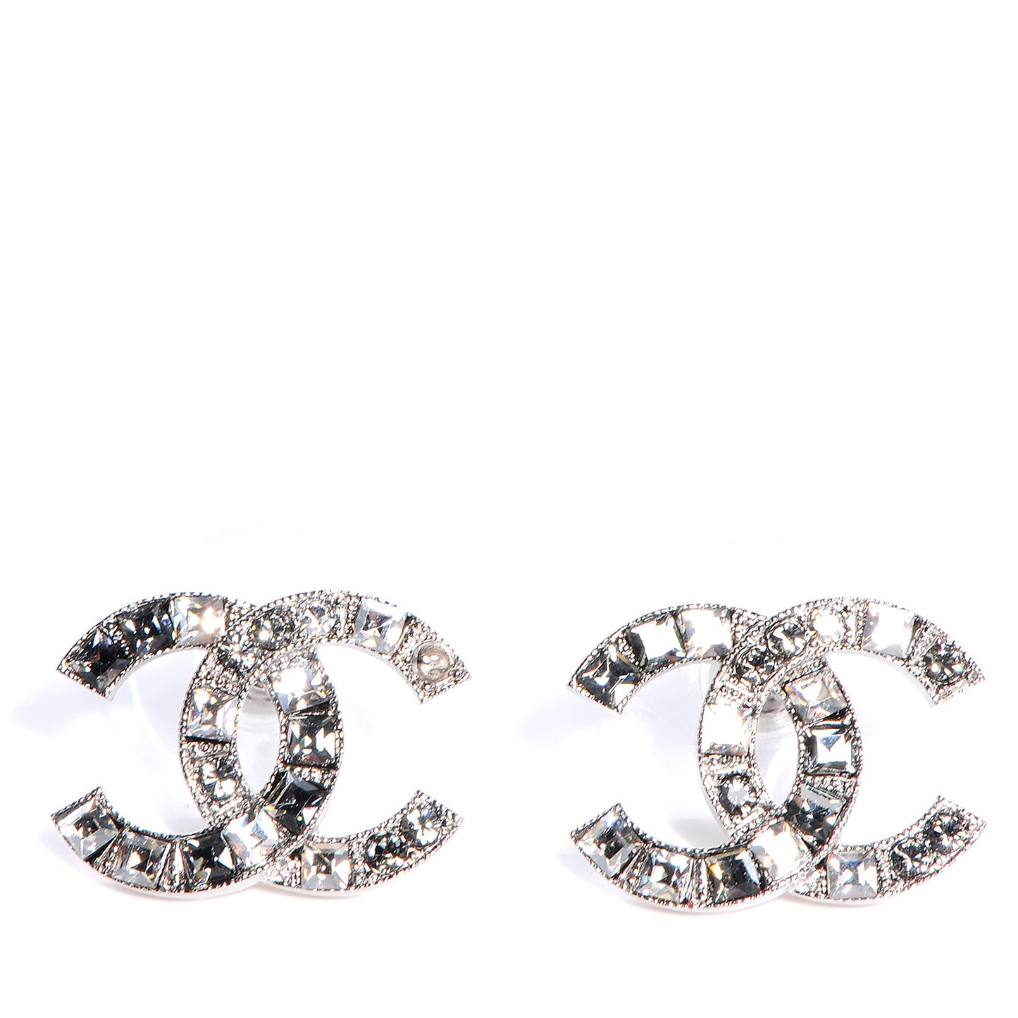Crystal Baguette CC Earrings Grey