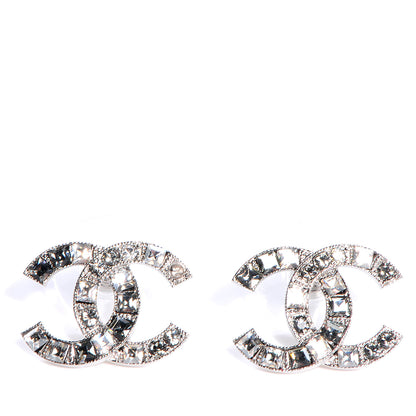 Chanel Crystal Baguette CC Earrings Grey 1 of 5