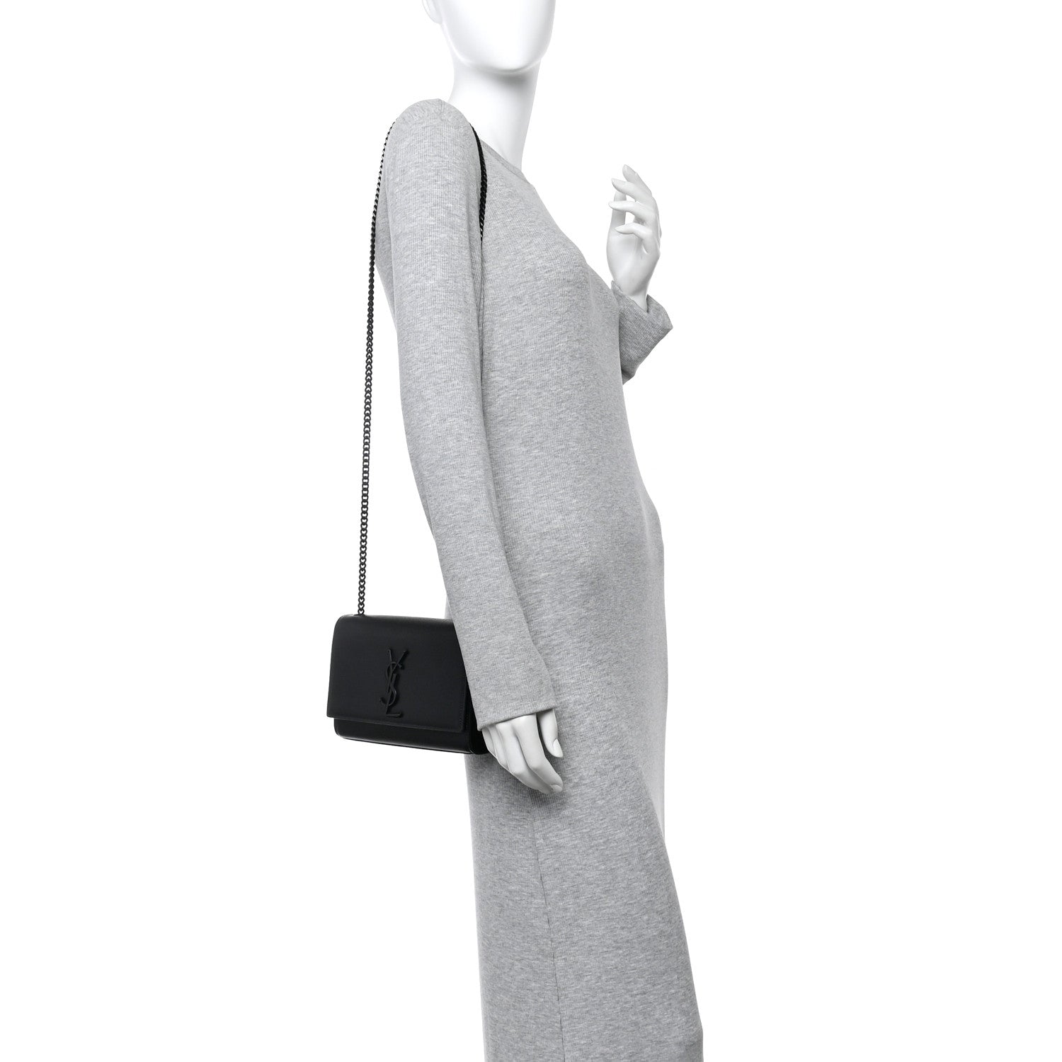 Saint Laurent Grain De Poudre Small Monogram Monochrome Kate Satchel Black 2 of 13