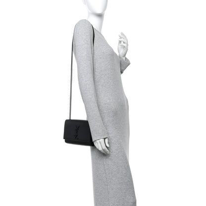 Saint Laurent Grain De Poudre Small Monogram Monochrome Kate Satchel Black 2 of 13